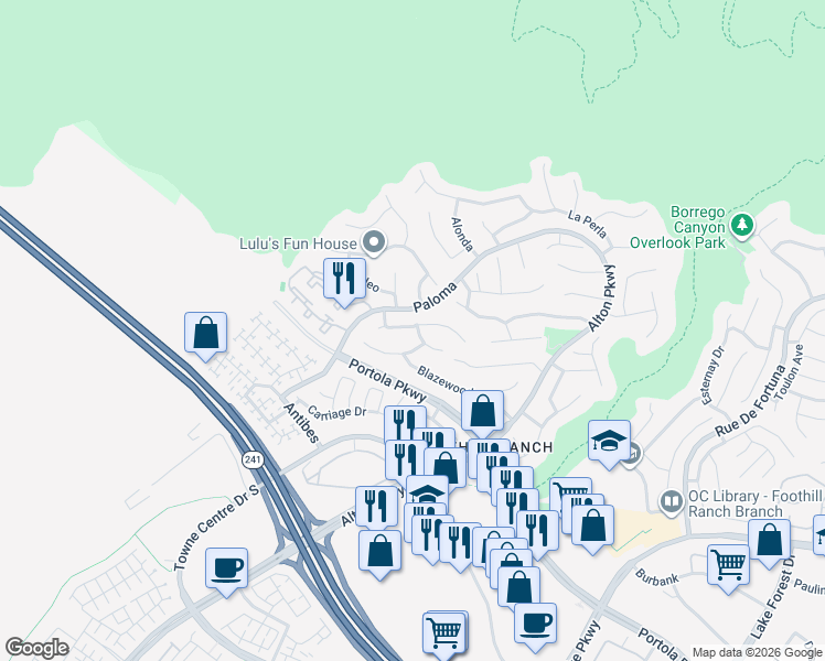 map of restaurants, bars, coffee shops, grocery stores, and more near 28 Fairfield in Lake Forest