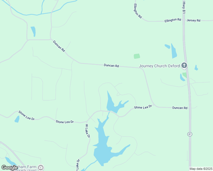 map of restaurants, bars, coffee shops, grocery stores, and more near 635 Northlake Circle in Oxford