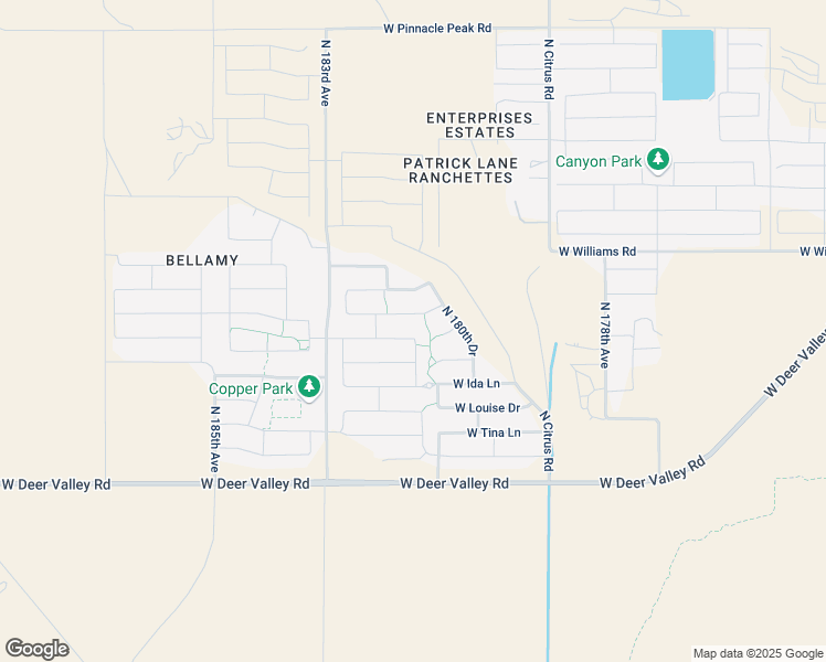 map of restaurants, bars, coffee shops, grocery stores, and more near 18140 West Via Montoya Drive in Surprise
