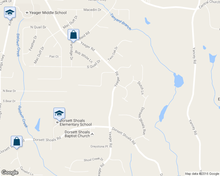 map of restaurants, bars, coffee shops, grocery stores, and more near 4311 Yeager Road in Douglasville
