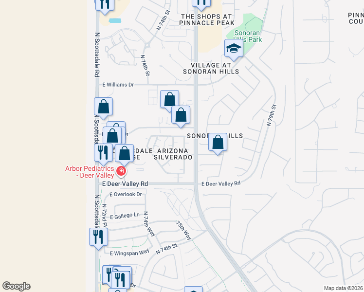 map of restaurants, bars, coffee shops, grocery stores, and more near 95 North Duster Road in Scottsdale