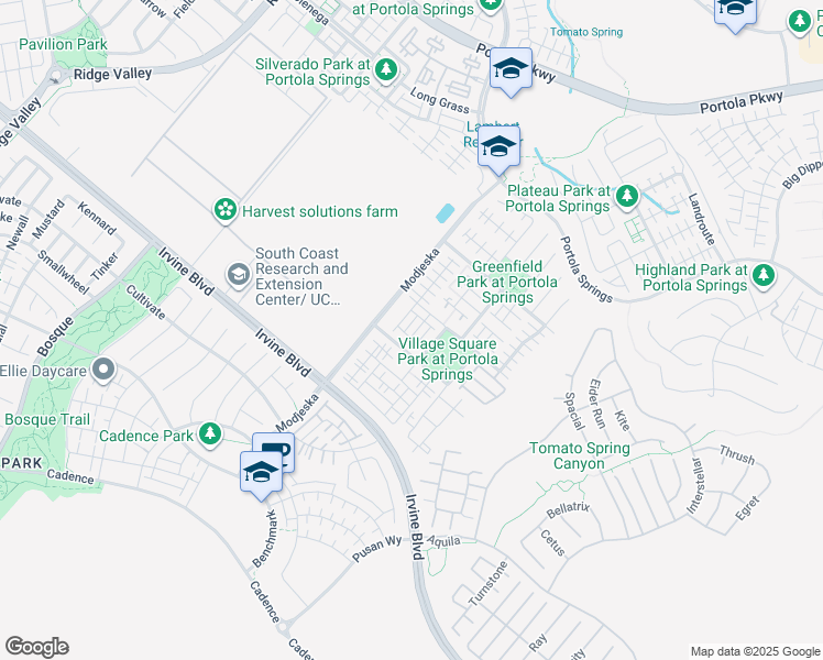 map of restaurants, bars, coffee shops, grocery stores, and more near 111 Desert Lotus in Irvine