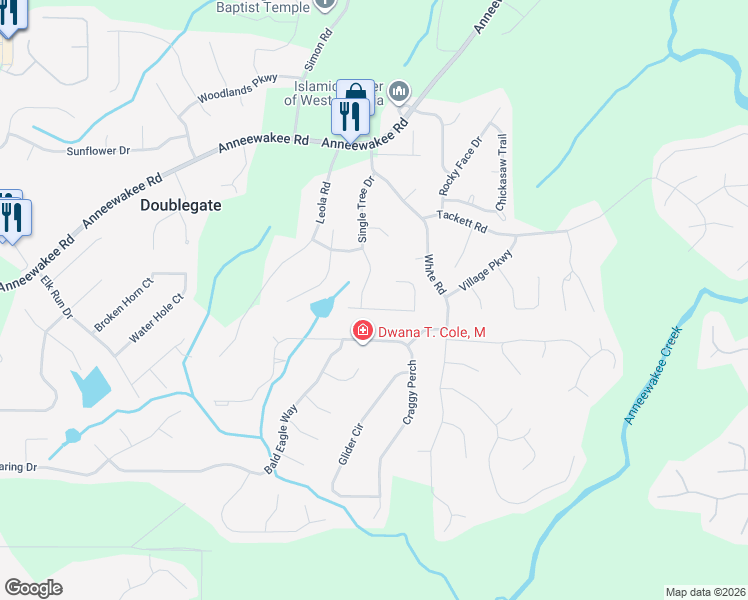 map of restaurants, bars, coffee shops, grocery stores, and more near 3782 Auger Trail in Douglasville