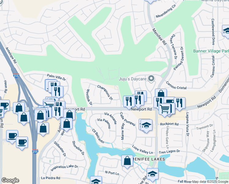 map of restaurants, bars, coffee shops, grocery stores, and more near 28892 Cypress Point Drive in Menifee