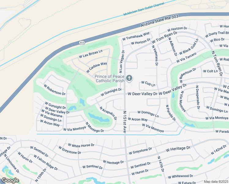 map of restaurants, bars, coffee shops, grocery stores, and more near 15133 West Gunsight Drive in Sun City West