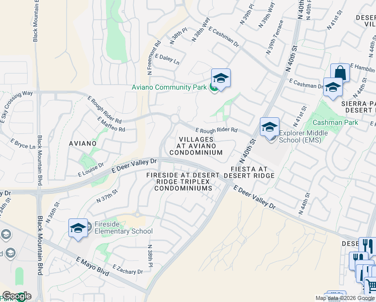 map of restaurants, bars, coffee shops, grocery stores, and more near 22215 North 39th Street in Phoenix