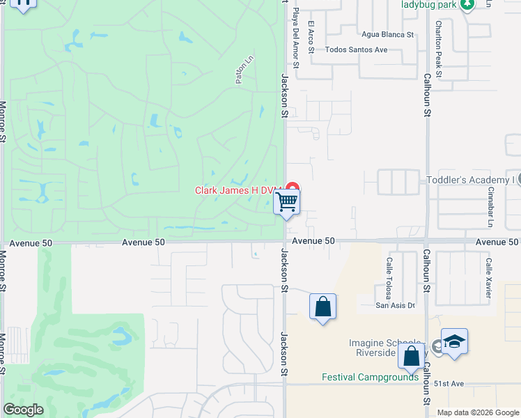 map of restaurants, bars, coffee shops, grocery stores, and more near 49789 Newman Circle in Indio