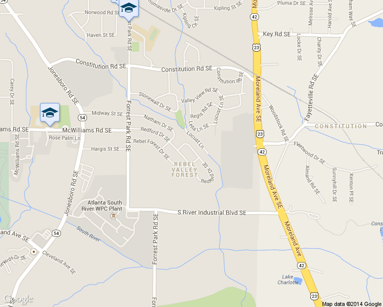 map of restaurants, bars, coffee shops, grocery stores, and more near 1306 Redford Drive Southeast in Atlanta