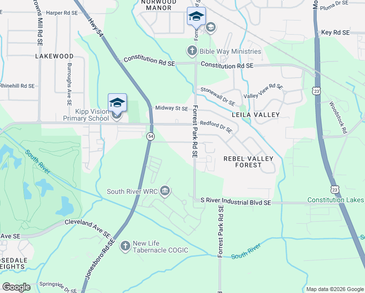 map of restaurants, bars, coffee shops, grocery stores, and more near 859 Hargis Street Southeast in Atlanta