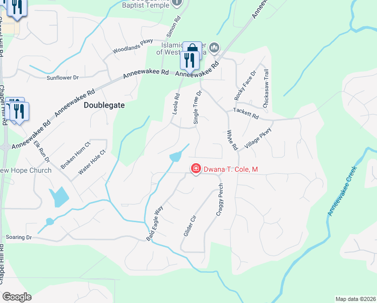 map of restaurants, bars, coffee shops, grocery stores, and more near 3822 Auger Trail in Douglasville
