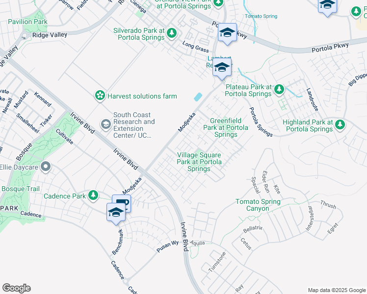 map of restaurants, bars, coffee shops, grocery stores, and more near 114 Desert Lotus in Irvine