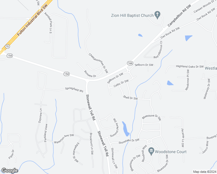 map of restaurants, bars, coffee shops, grocery stores, and more near 6349 Selborn Drive Southwest in Atlanta