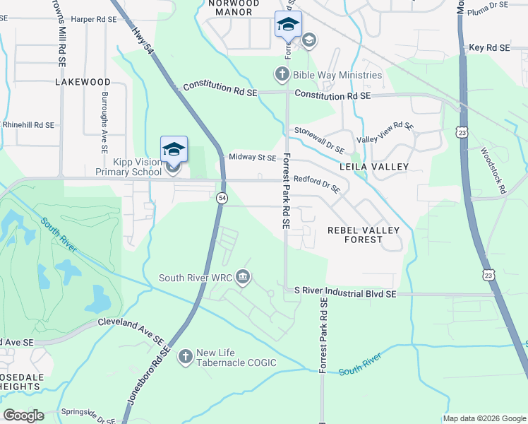 map of restaurants, bars, coffee shops, grocery stores, and more near 859 Hargis Street Southeast in Atlanta