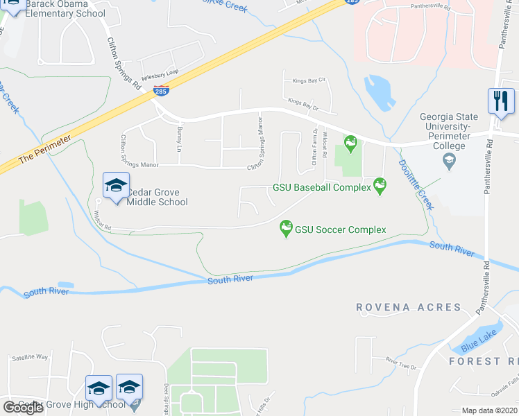 map of restaurants, bars, coffee shops, grocery stores, and more near 2526 Royal Farm Court in Decatur