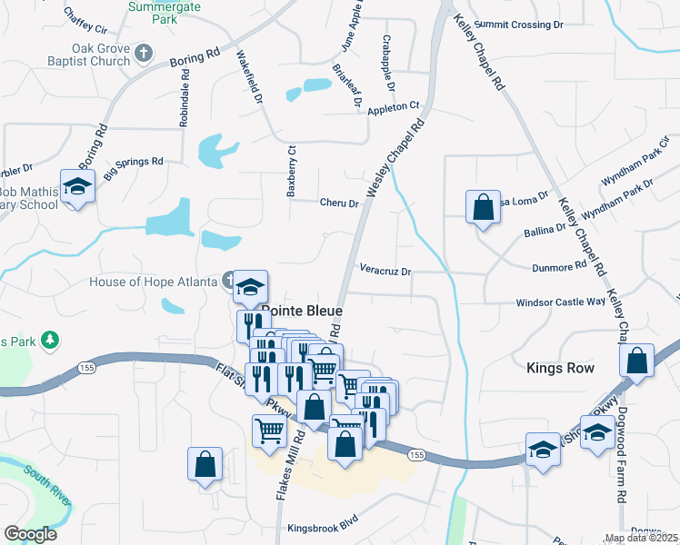 map of restaurants, bars, coffee shops, grocery stores, and more near 3427 Wesley Chapel Road in Decatur