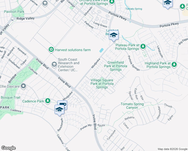 map of restaurants, bars, coffee shops, grocery stores, and more near 110 Desert Lotus in Irvine