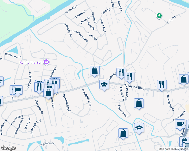 map of restaurants, bars, coffee shops, grocery stores, and more near 200 Luttie Road in Myrtle Beach