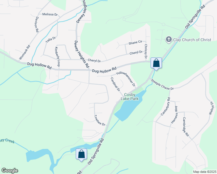 map of restaurants, bars, coffee shops, grocery stores, and more near 5955 Mockingbird Lane in Pinson