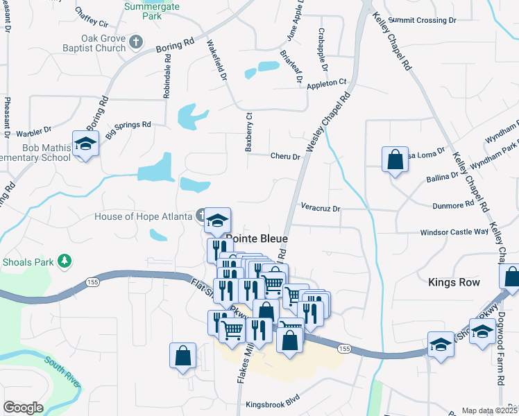 map of restaurants, bars, coffee shops, grocery stores, and more near 3879 Artist View Drive in Decatur