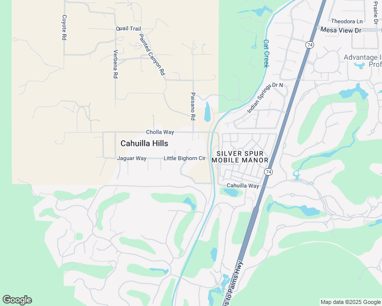 map of restaurants, bars, coffee shops, grocery stores, and more near 71850 Jaguar Way in Palm Desert