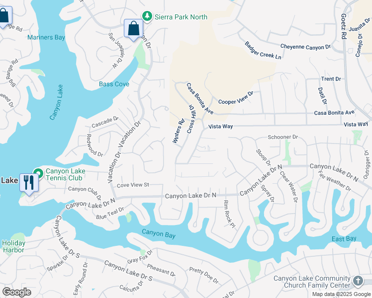 map of restaurants, bars, coffee shops, grocery stores, and more near Cross Hill Drive in Menifee