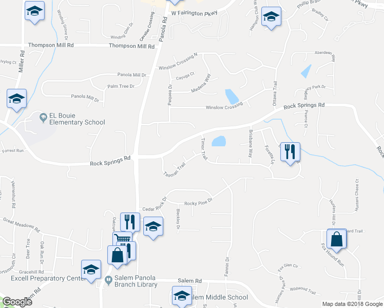 map of restaurants, bars, coffee shops, grocery stores, and more near 3281 Adelade Court in Lithonia