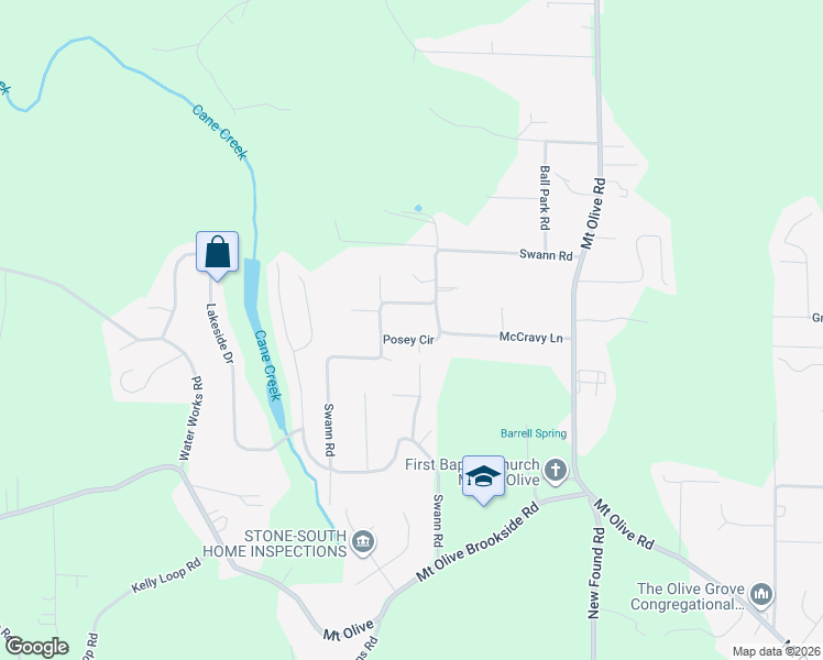 map of restaurants, bars, coffee shops, grocery stores, and more near 1437 Posey Circle in Mount Olive