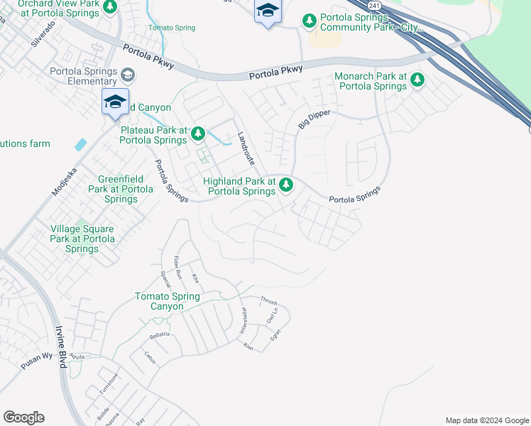 map of restaurants, bars, coffee shops, grocery stores, and more near Orbit in Irvine