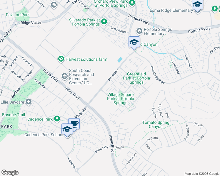 map of restaurants, bars, coffee shops, grocery stores, and more near 110 Desert Lotus in Irvine