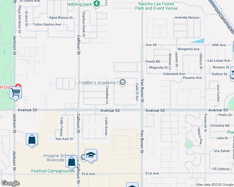 map of restaurants, bars, coffee shops, grocery stores, and more near 83777 Corte Estivo in Coachella