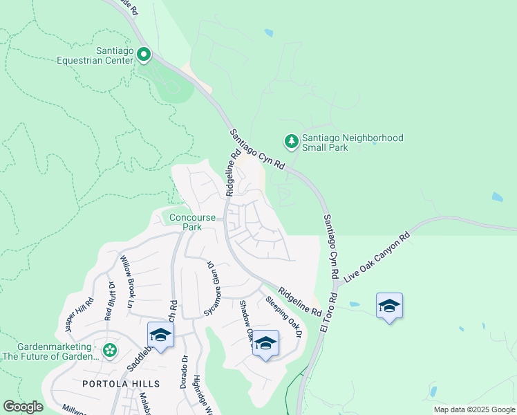 map of restaurants, bars, coffee shops, grocery stores, and more near 18932 Canyon Hill Drive in Trabuco Canyon