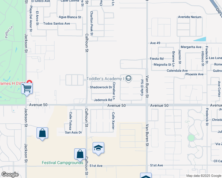 map of restaurants, bars, coffee shops, grocery stores, and more near 83697 Shadowrock Drive in Coachella