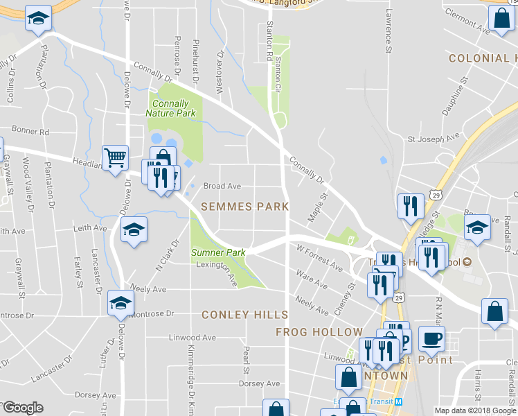 map of restaurants, bars, coffee shops, grocery stores, and more near 1853 Spring Avenue in Atlanta