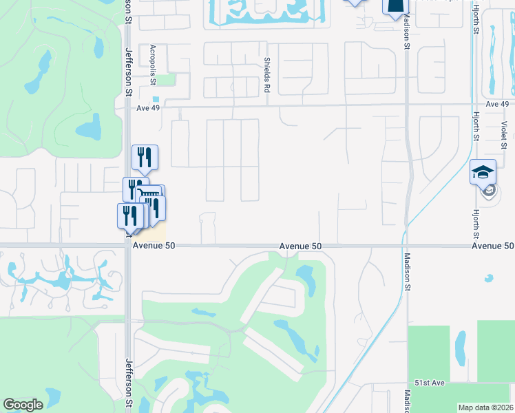 map of restaurants, bars, coffee shops, grocery stores, and more near 80487 Paria Way in Indio