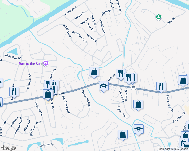 map of restaurants, bars, coffee shops, grocery stores, and more near 200 Luttie Road in Myrtle Beach