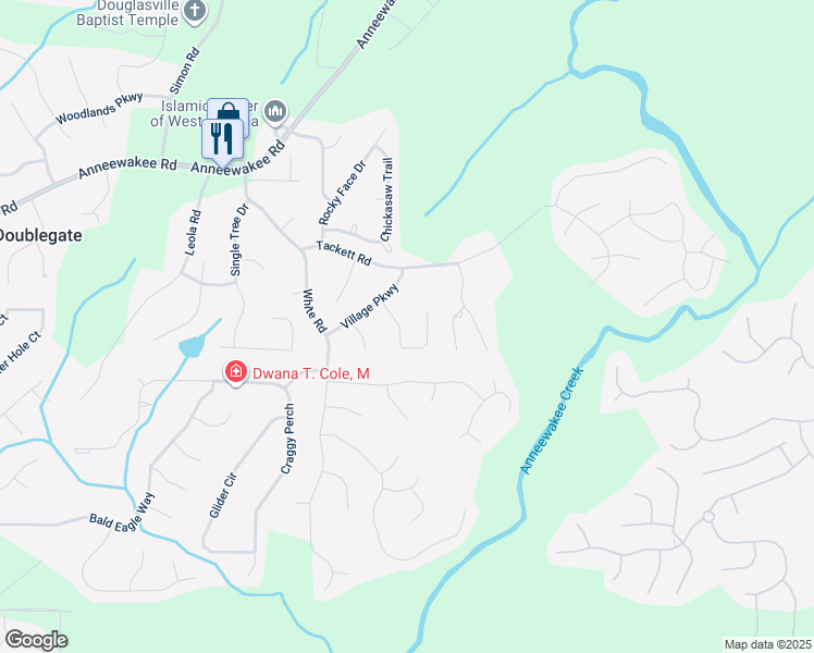 map of restaurants, bars, coffee shops, grocery stores, and more near 4284 Caroline Court in Douglasville