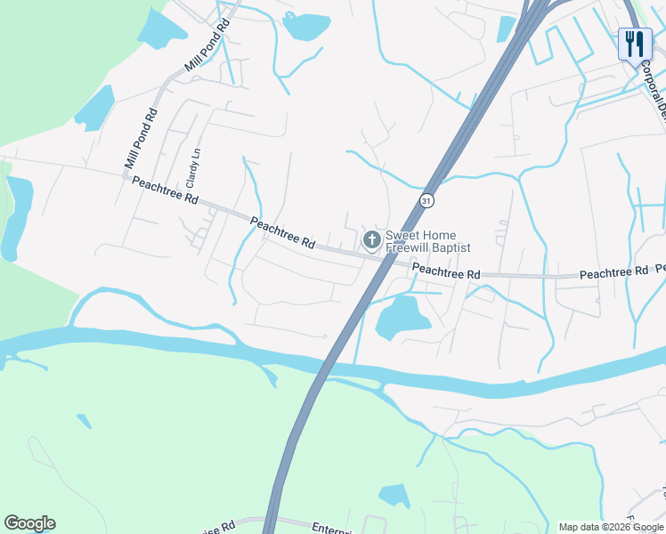 map of restaurants, bars, coffee shops, grocery stores, and more near 5434 Peachtree Road in Myrtle Beach