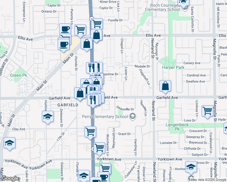 map of restaurants, bars, coffee shops, grocery stores, and more near 18891 Mora Kai Lane in Huntington Beach