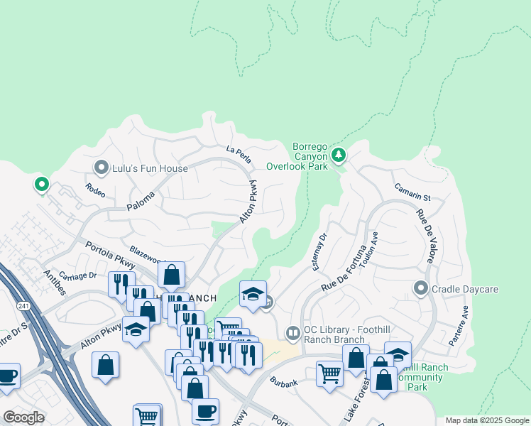 map of restaurants, bars, coffee shops, grocery stores, and more near Santa Maria in Lake Forest