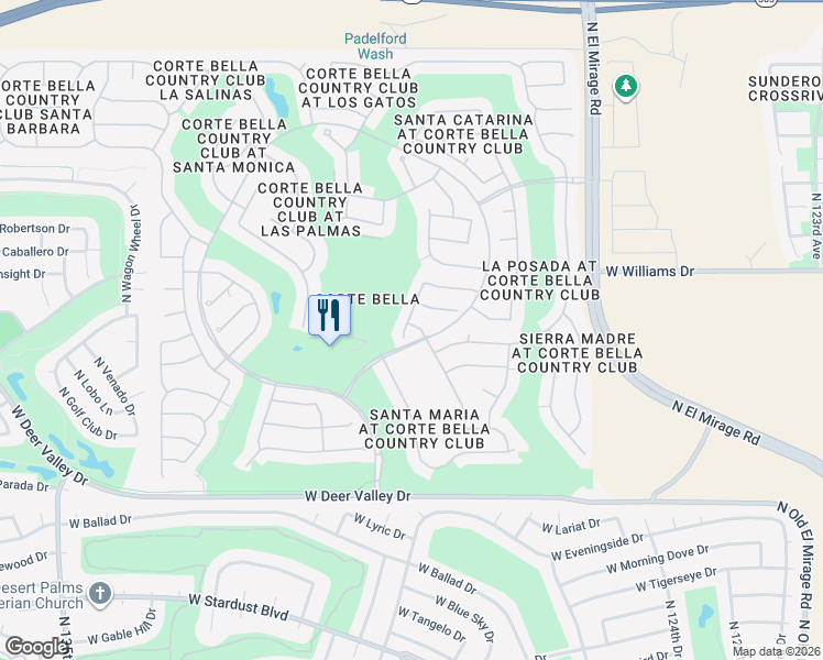 map of restaurants, bars, coffee shops, grocery stores, and more near 22407 North San Ramon Court in Sun City West
