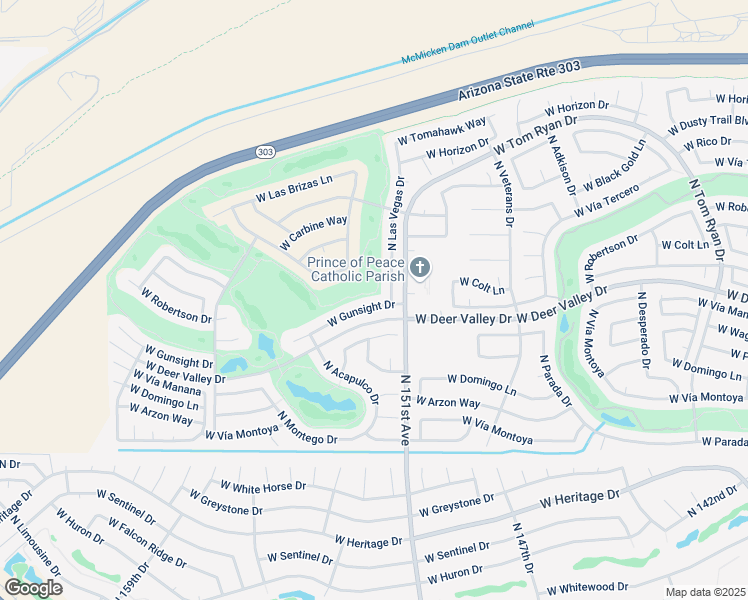 map of restaurants, bars, coffee shops, grocery stores, and more near 15133 West Gunsight Drive in Sun City West
