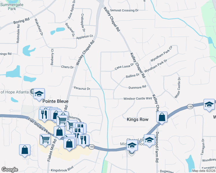map of restaurants, bars, coffee shops, grocery stores, and more near 4011 Veracruz Drive in Decatur