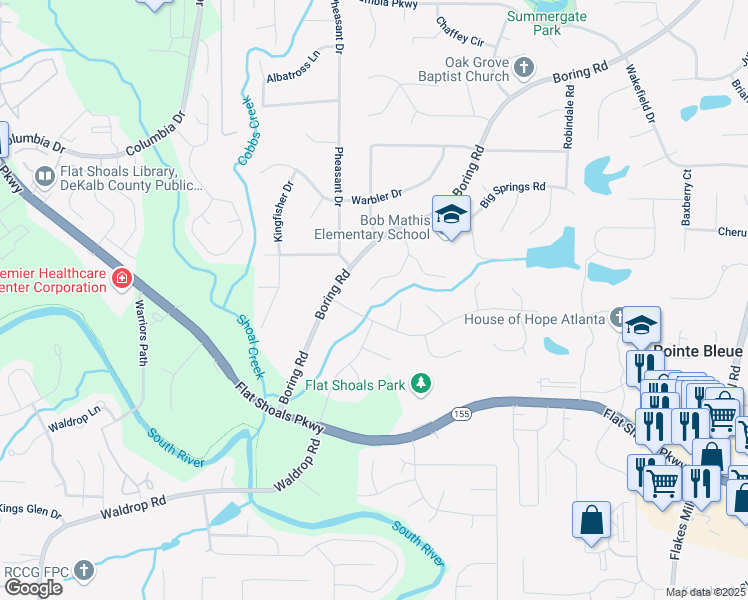 map of restaurants, bars, coffee shops, grocery stores, and more near 3284 Huntwood Drive in Decatur