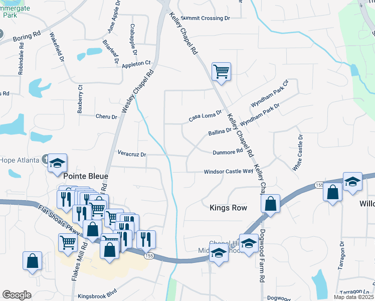 map of restaurants, bars, coffee shops, grocery stores, and more near 4080 Ballina Drive in Decatur