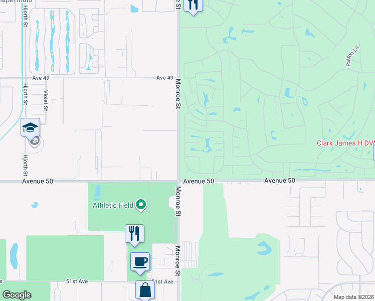 map of restaurants, bars, coffee shops, grocery stores, and more near 49728 Pacino Street in Indio