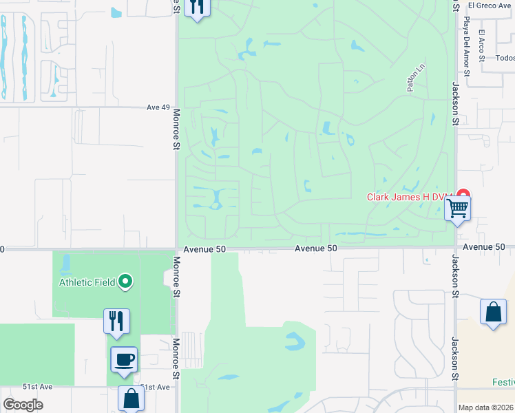 map of restaurants, bars, coffee shops, grocery stores, and more near 82387 Samantha Court in Indio