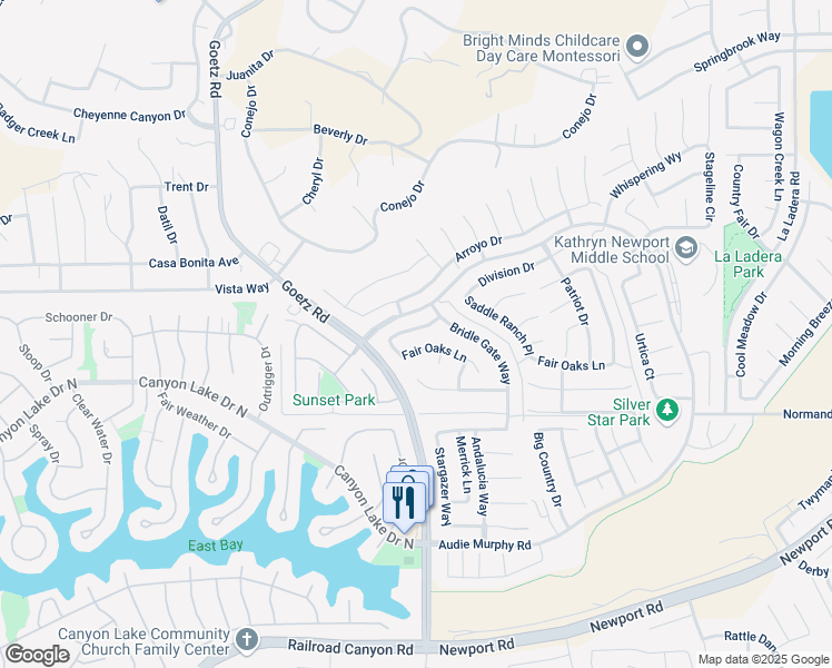 map of restaurants, bars, coffee shops, grocery stores, and more near 24287 Insignia Drive in Menifee