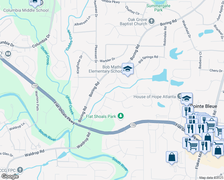 map of restaurants, bars, coffee shops, grocery stores, and more near 3275 Idlecreek Court in Decatur
