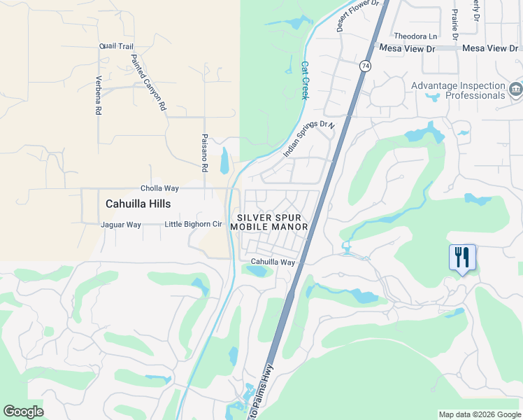 map of restaurants, bars, coffee shops, grocery stores, and more near 352 Country Club Drive in Palm Desert