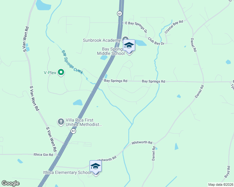 map of restaurants, bars, coffee shops, grocery stores, and more near 121 Brookhaven Drive in Villa Rica